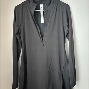 Lululemon Athletica Grey Quarter Zip Dress with Built in Shorts